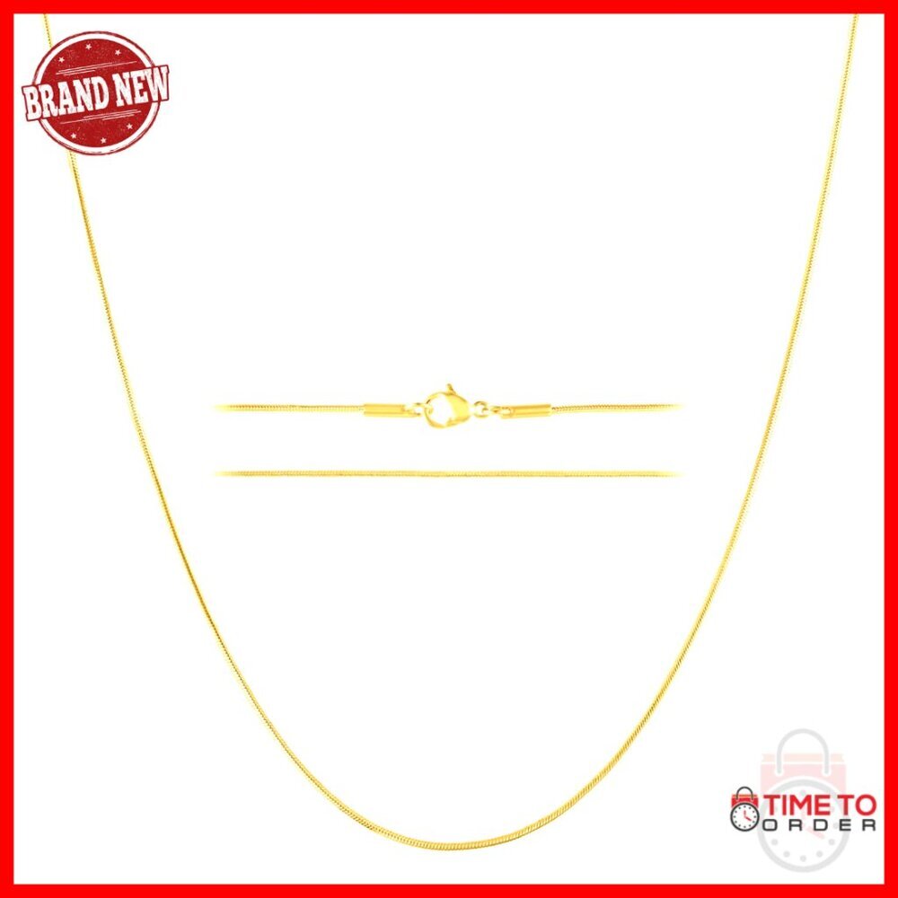 Thin Dainty 24k Gold Plated Snake Chain Necklace 16 Inch Lobster Clasp
